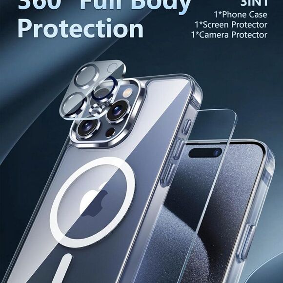 iPhone 15 Pro-Max Case Magnetic Charging Anti Yellowing Shockproof Phone Case - Picture 7 of 8